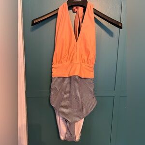 Cupshe Women's One Piece Swimsuit Size Large, Pink And Navy